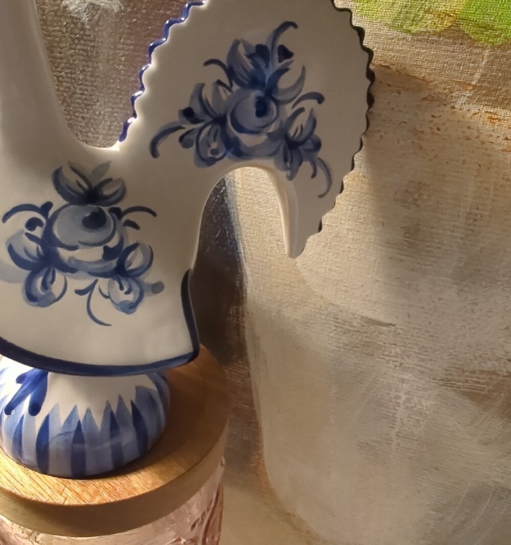 Portugal 79 Vintage Blue and White Ceramic Rooster Figurine - Picture 5 of 9